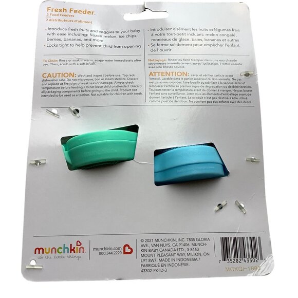Munchkin Fresh Fruit Veggie Feeder 2-Pack Baby Food Feeder 6M+ BPA Free NEW - Picture 4 of 6